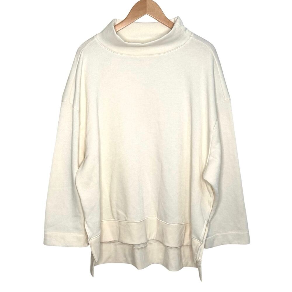 Maeve by Anthropologie cream fleece mock turtleneck tunic sweatshirt size XL - Picture 4 of 4